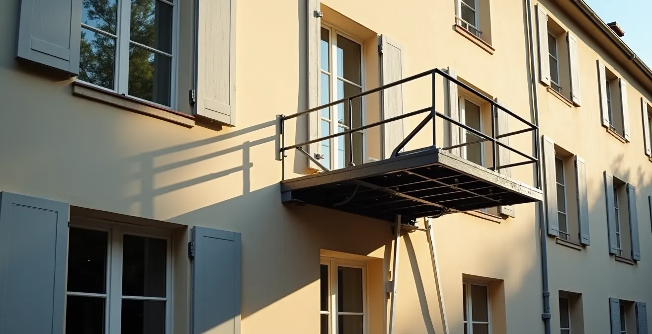 Axe Symbolique & Métaphorique : Monte-meuble devant immeuble comme métaphore de solution